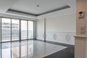 living room of a 3-bedroom apartment for sale in downtown, Beirut, Lebanon, unfurnished. DSDAF10N04